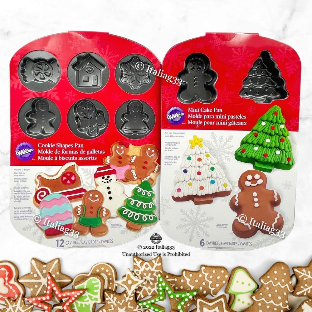 Wilton Cookie & Mini Cake Christmas Holiday Shapes Pans Snowman Gingerbread Tree